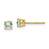 14k 4mm Round Green Quartz Earrings